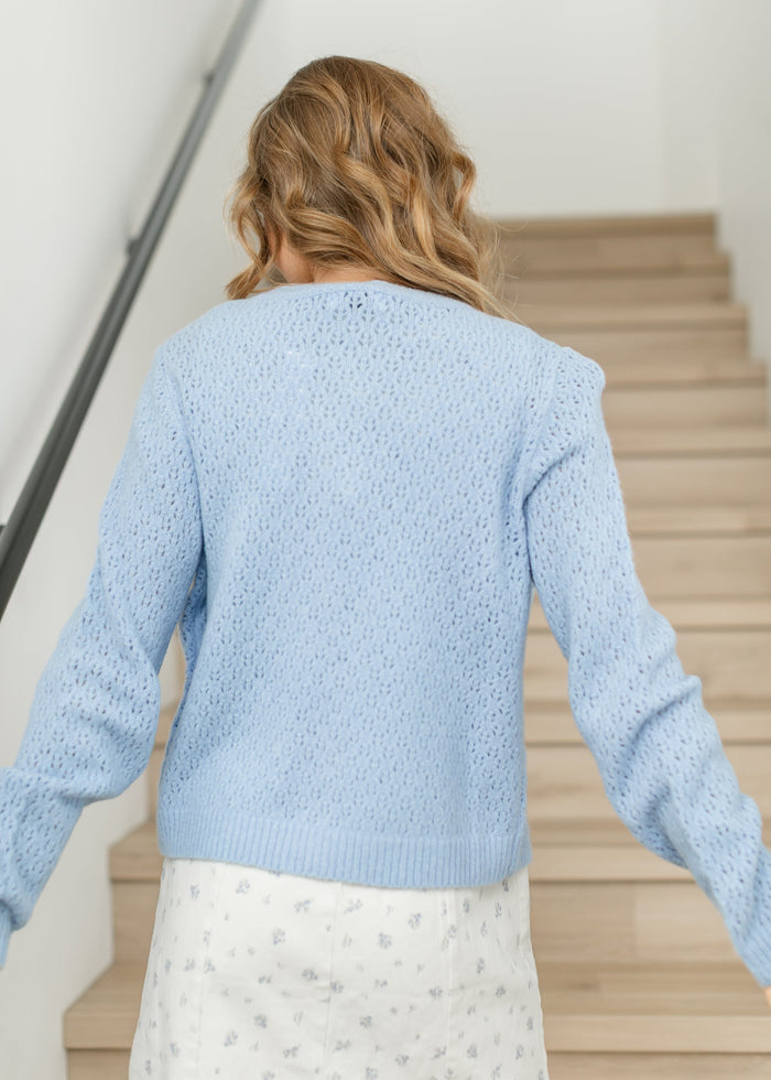 Eyelet Knit Button Down Cardigan FF Layering Essentials