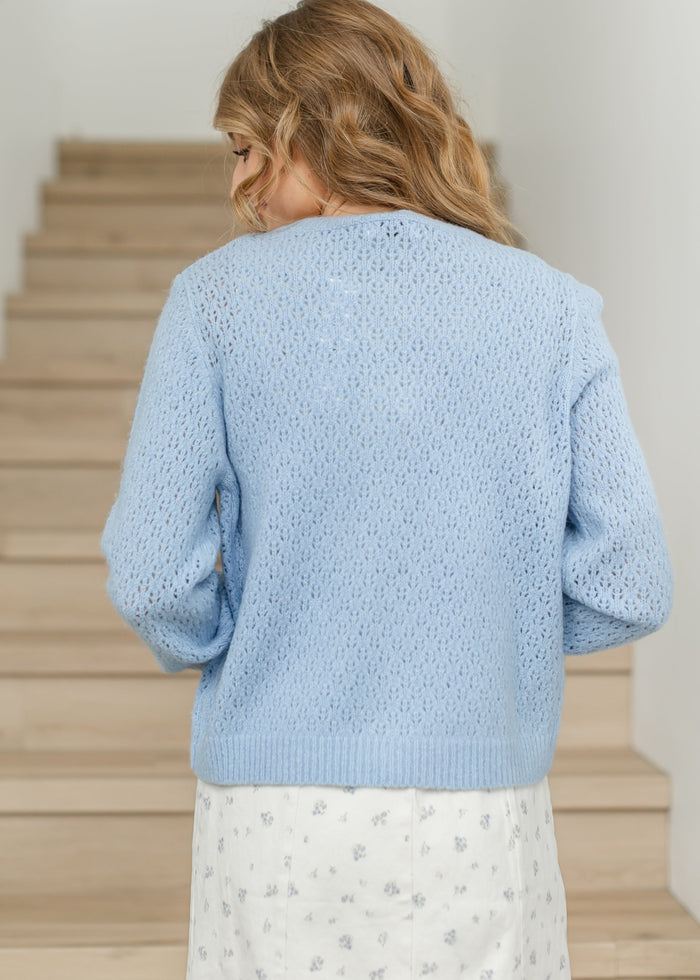 Eyelet Knit Button Down Cardigan FF Layering Essentials