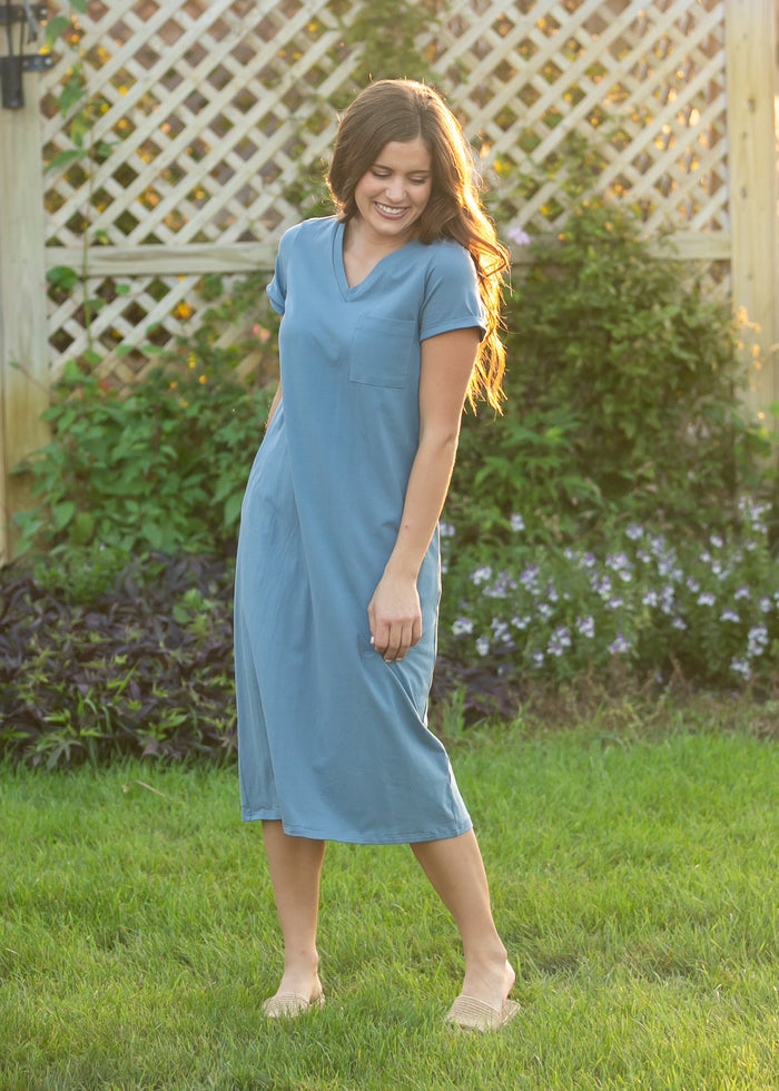 Finley Teal V-neck T-shirt Dress IC Dresses