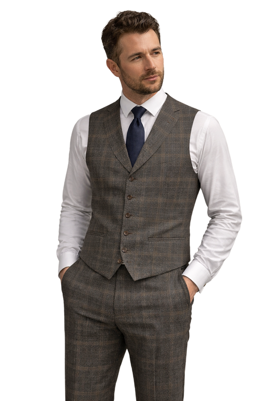 FL8-Fawn Saul Flanel Waist Coat with matching Pant