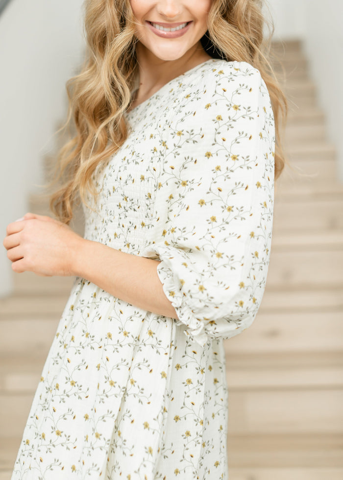 Flora Smocked Midi Dress IC Dresses