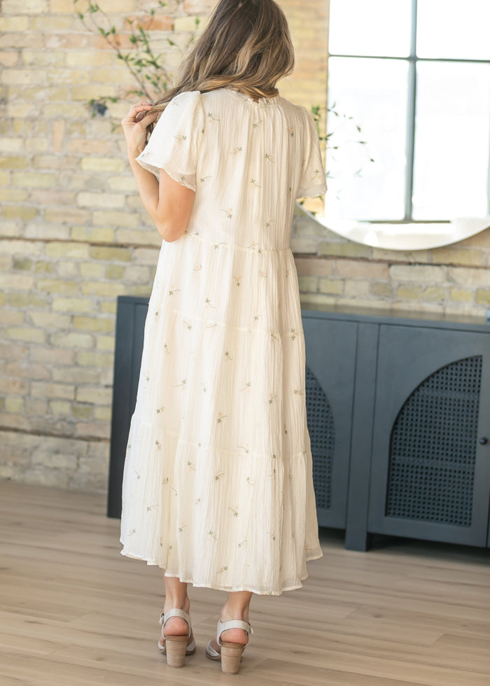 Floral Embroidered Button Front Maxi Dress FF Dresses