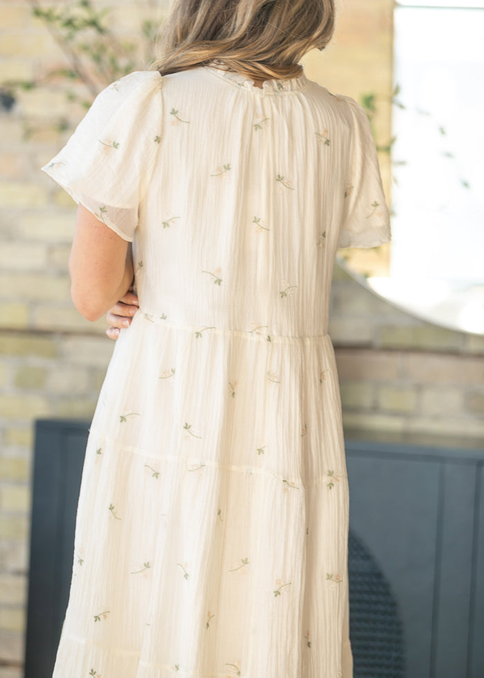 Floral Embroidered Button Front Maxi Dress FF Dresses