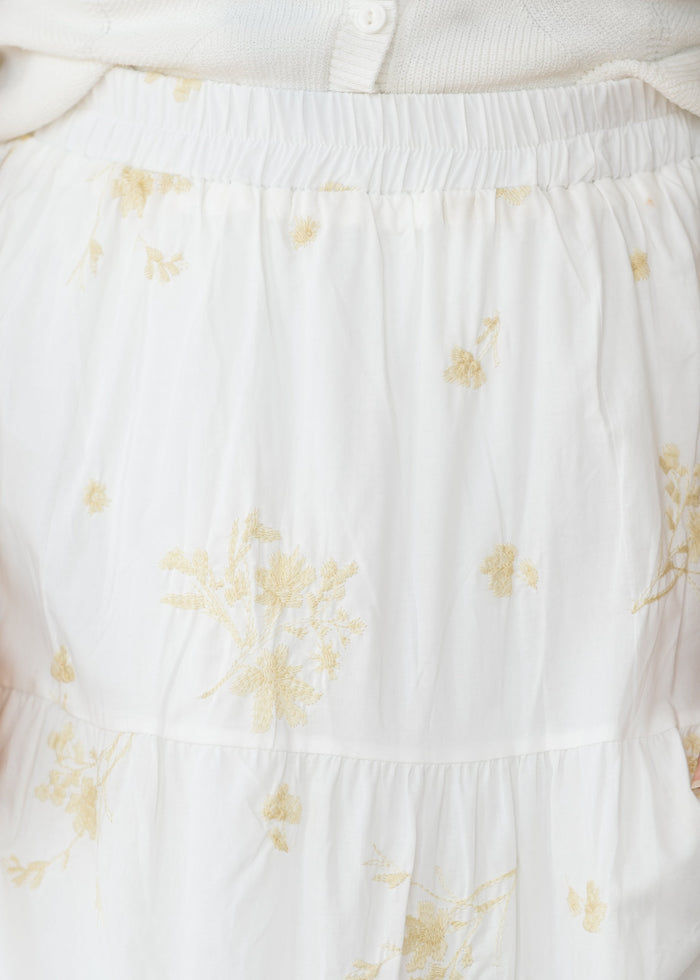 Floral Embroidered Elastic Waist Skirt FF Skirts
