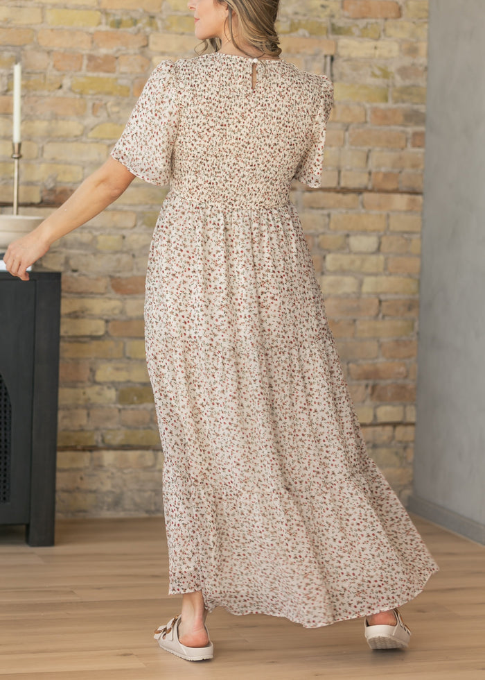 Floral Flutter Sleeve Tiered Maxi Dress FF Dresses