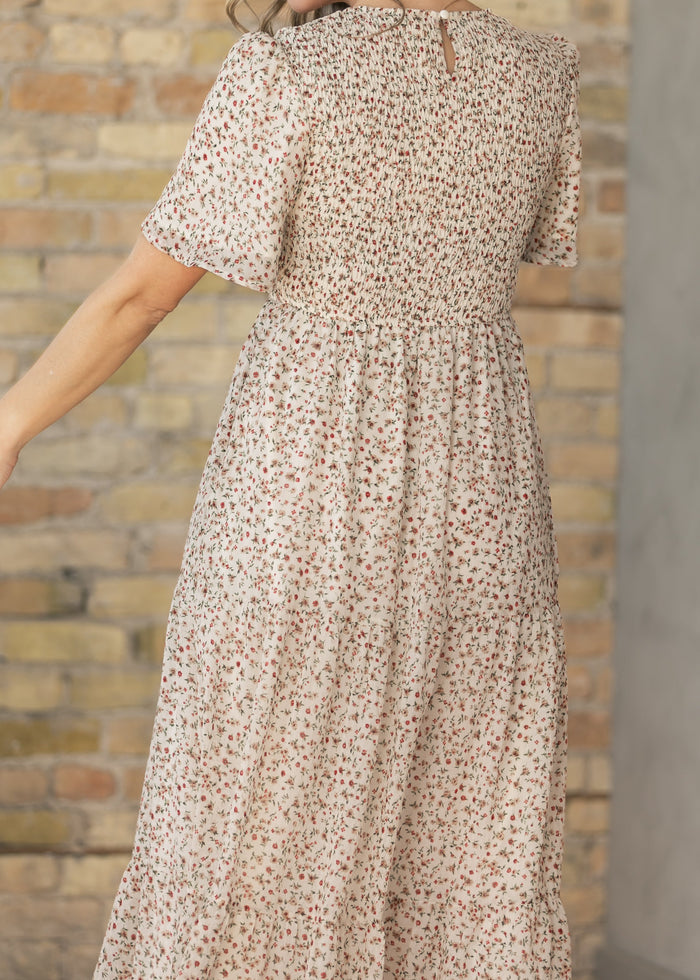 Floral Flutter Sleeve Tiered Maxi Dress FF Dresses