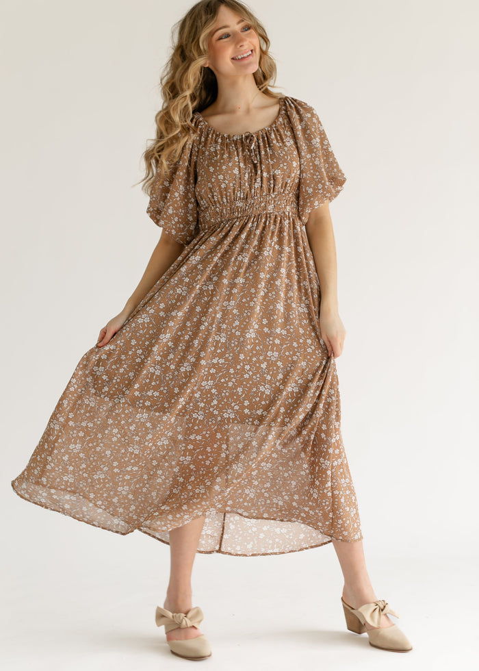 Floral Front Tie Midi Dress FF Dresses