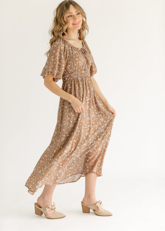 Floral Front Tie Midi Dress FF Dresses