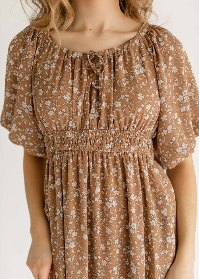 Floral Front Tie Midi Dress FF Dresses