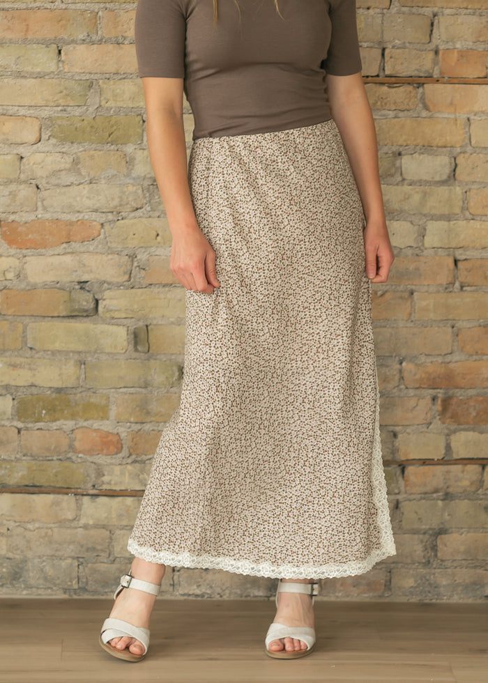Floral Lace Hem Midi Skirt FF Skirts