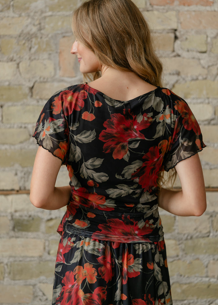 Floral Print Short Sleeve Top FF Tops