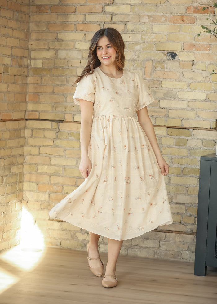 Floral Printed Embroidered Maxi Dress FF Dresses