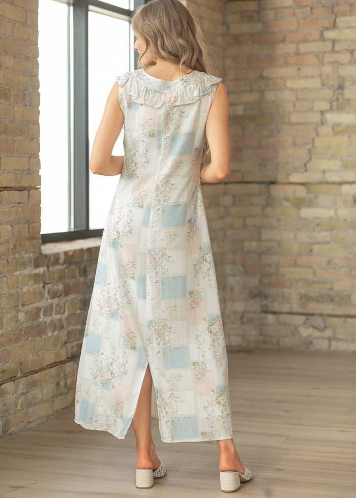 Floral Ruffle Neck Maxi Dress FF Dresses