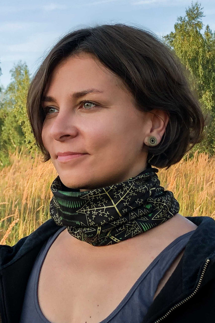 Fractal Forest Neck Gaiter Black — Image 2 by Symbolika