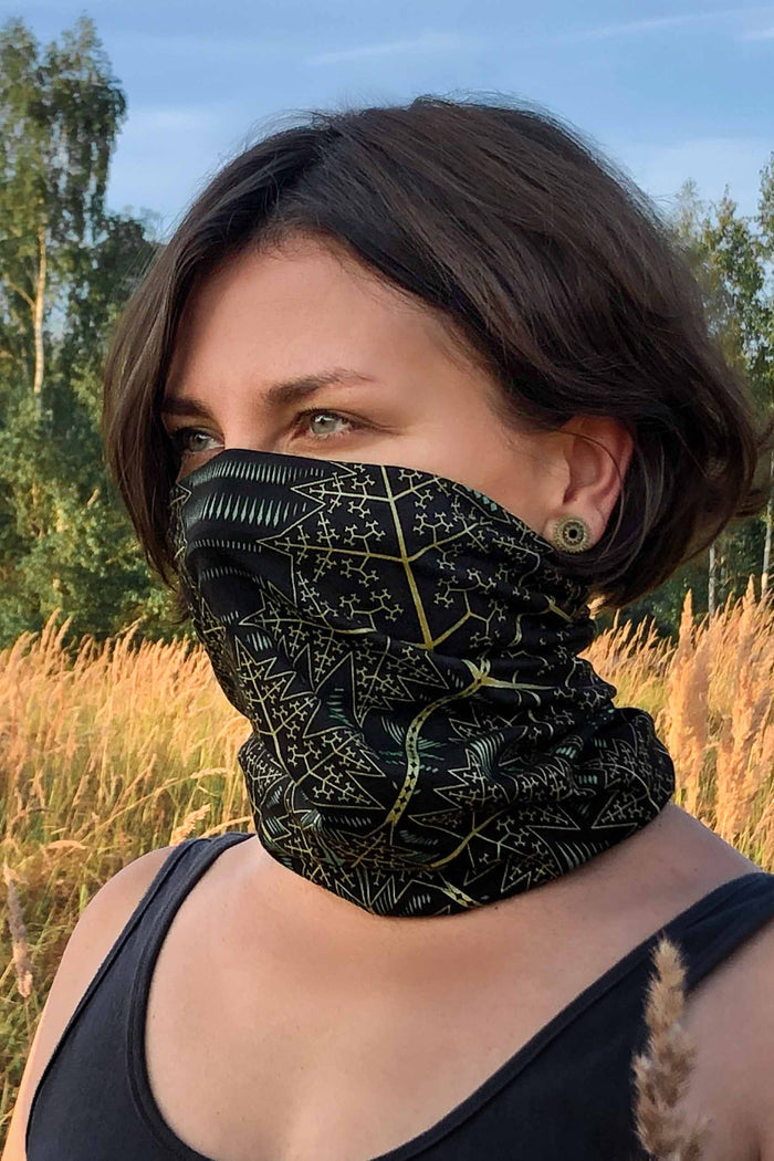 Fractal Forest Neck Gaiter Black — Image 3 by Symbolika