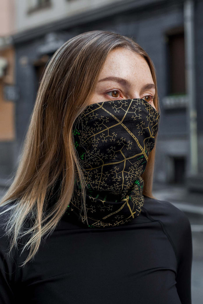 Fractal Forest Neck Gaiter Black — Image 6 by Symbolika