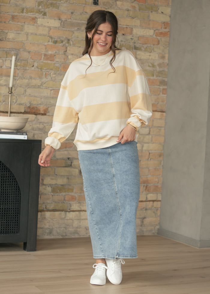 Free People® Classic Apricot Wide Stripe Crew FF Tops