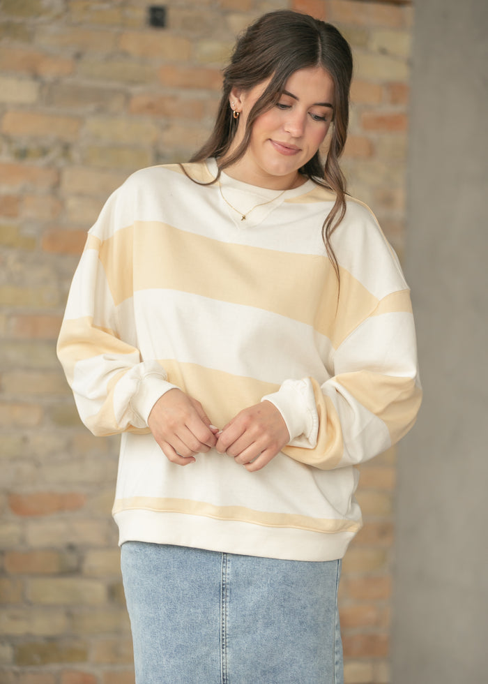 Free People® Classic Apricot Wide Stripe Crew FF Tops