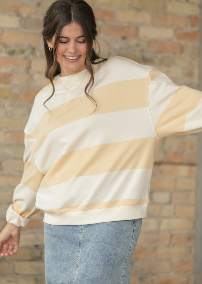 Free People® Classic Apricot Wide Stripe Crew FF Tops