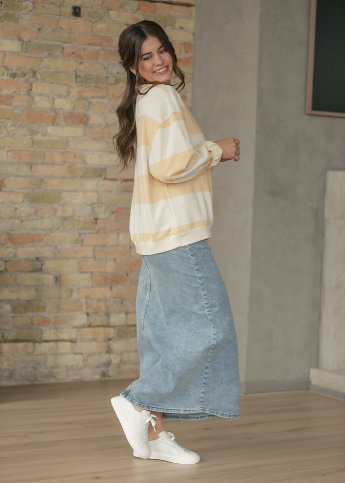 Free People® Classic Apricot Wide Stripe Crew FF Tops