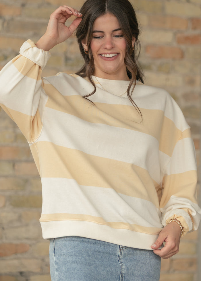 Free People® Classic Apricot Wide Stripe Crew FF Tops