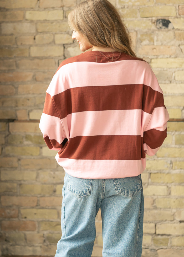 Free People® Classic Strawberry Wide Stripe Crew Sweatshirt FF Tops