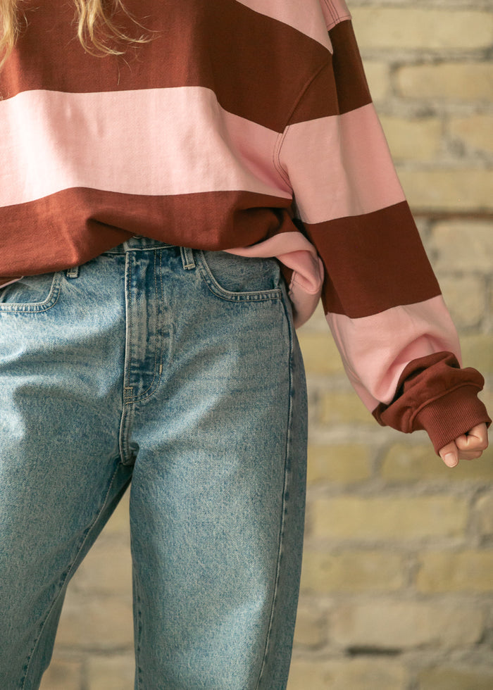 Free People® Classic Strawberry Wide Stripe Crew Sweatshirt FF Tops