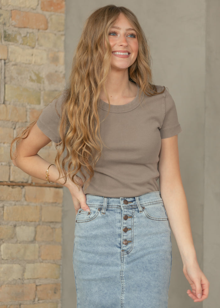 Free People® Cocoa Atlas Crew Tee FF Tops