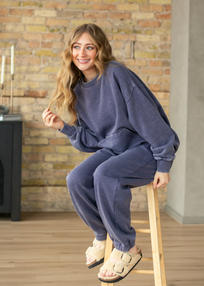 Free People® Navy Slow it Down Pullover FF Tops