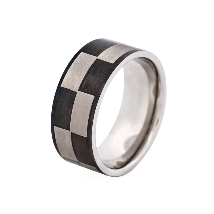 Frosted Stainless Steel with Ion Plated Black Check Ring