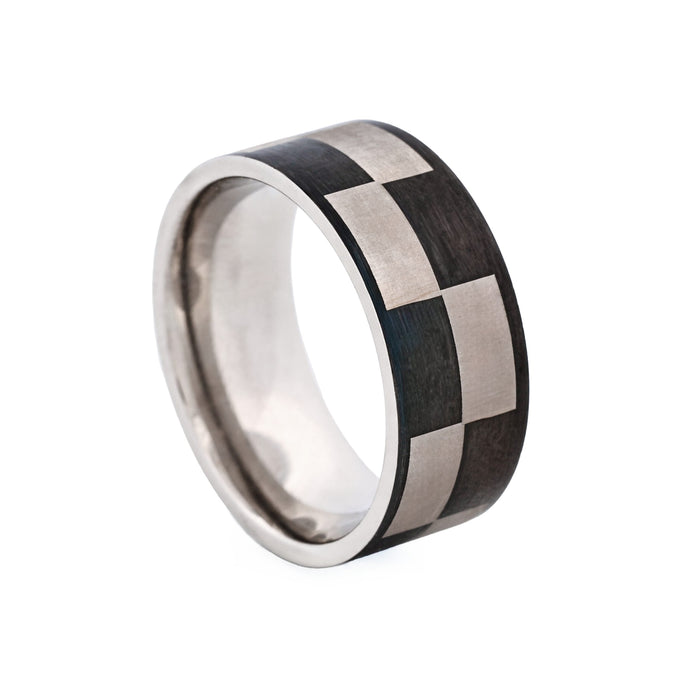 Frosted Stainless Steel with Ion Plated Black Check Ring