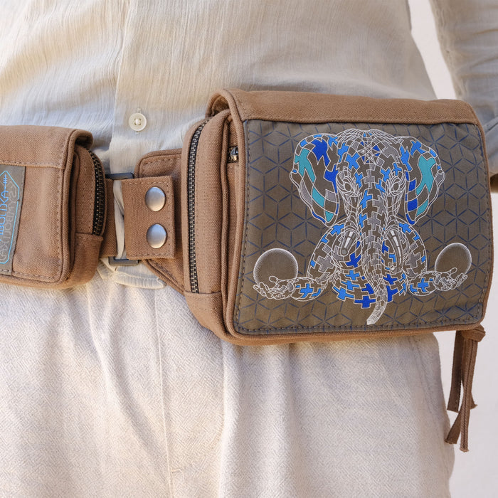 Ganescher Belt Bag - Ganesha tessellation art in electric blues by Symbolika