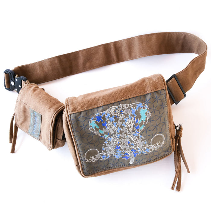 Ganescher Belt Bag — Ganesha Tessellation Art Psychedelic Art Print on Black T-Shirt by Symbolika