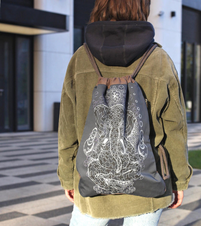 Ganescher Drawstring Bag - Escher tessellation Ganesha art by Symbolika