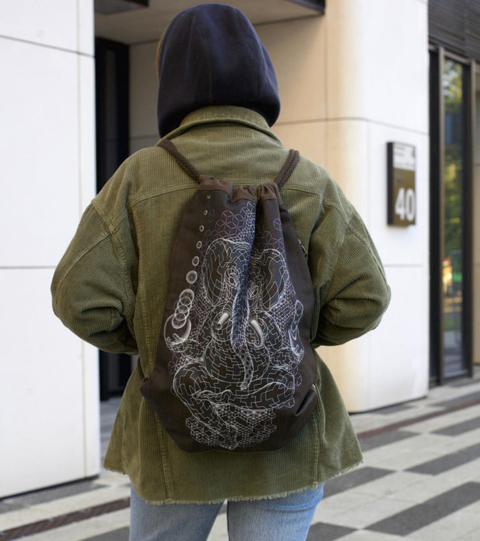 Ganescher Drawstring Bag Drawstring Bag - Back View by Symbolika