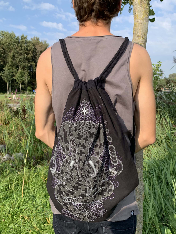 Ganescher Drawstring Bag - Sacred Geometry Design Detail by Symbolika