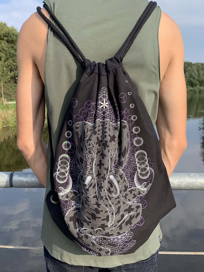 Ganescher Drawstring Bag Drawstring Bag - UV Blacklight Effect by Symbolika