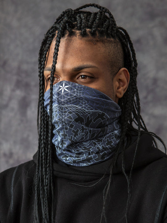 Ganescher Neck Gaiter Grey — visionary art by Symbolika