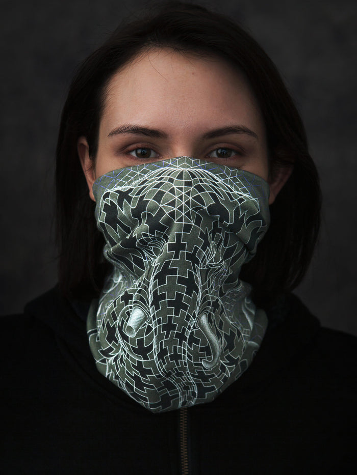 Ganescher Neck Gaiter Olive — visionary art by Symbolika
