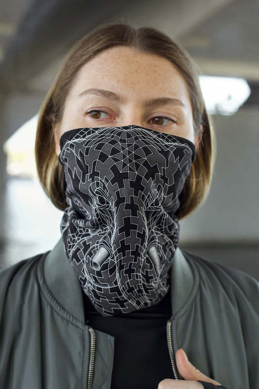 Ganescher Neck Gaiter Black — visionary art by Symbolika