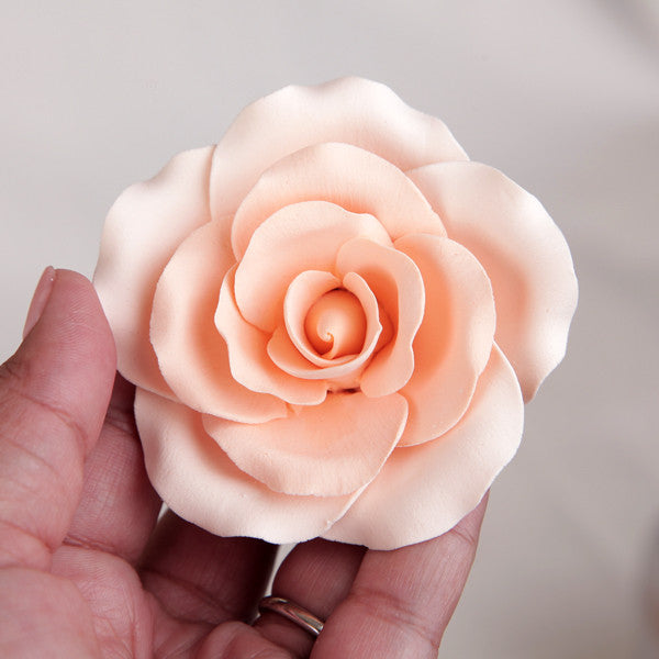 Rose Sugar Flower Cake Topper from gum paste, perfect for cake decorating your own wedding cake. | CaljavaOnline.com