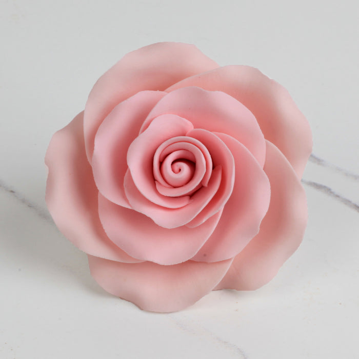 Pink garden rose gumpaste sugar flower for decorating fondant and buttercream cakes wholesale bakery supply from Caljava