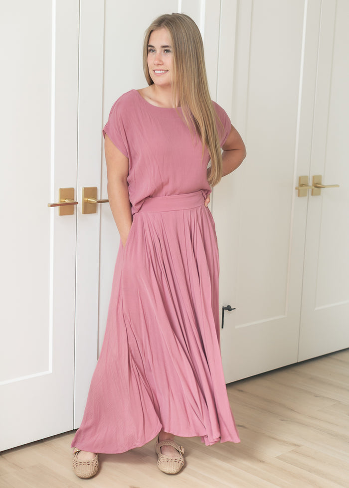 Gauze Maxi Skirt & Top Set FF Dresses Rose