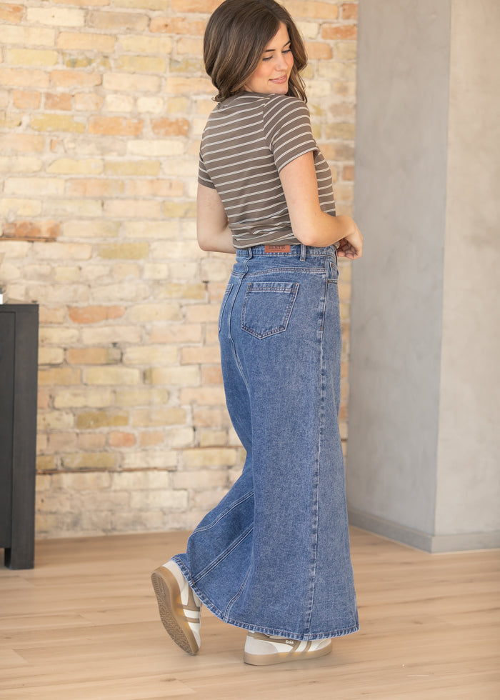 Genevive Medium Wash Maxi Denim Skirt IC Skirts