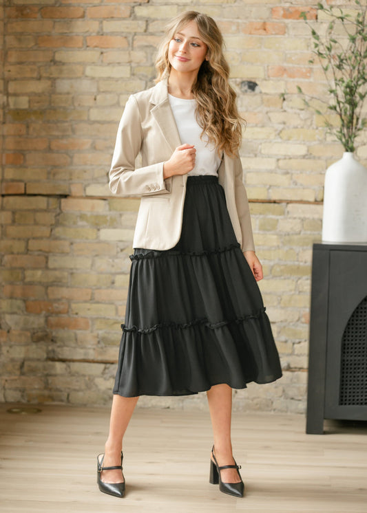 Giana Ruffle Tiered Midi Skirt FF Skirts
