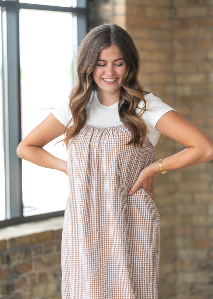 Gingham Cami Midi Dress FF Dresses