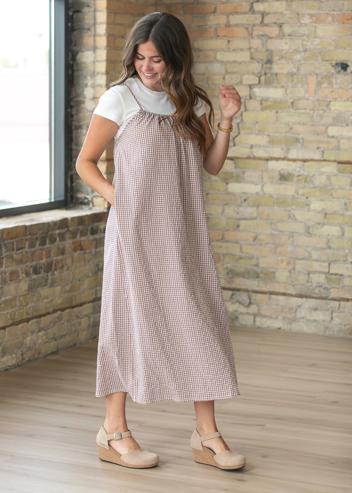 Gingham Cami Midi Dress FF Dresses