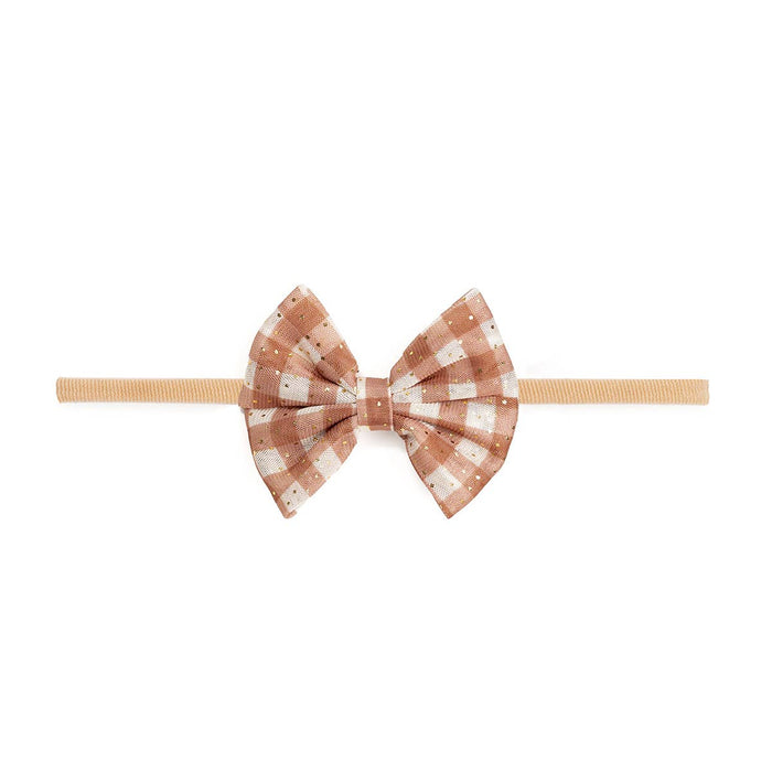 Gingham Printed Tulle Bow Baby Headband - Hair Bows - Fall