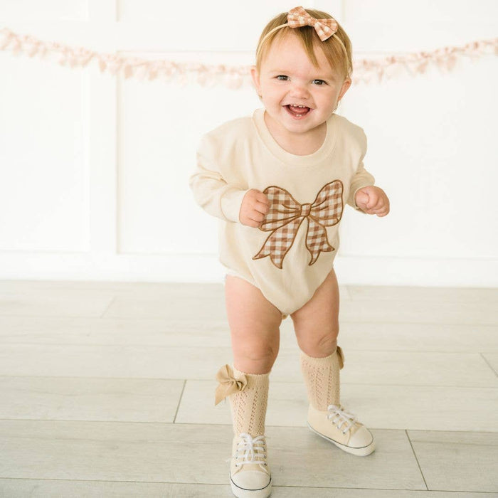 Gingham Printed Tulle Bow Baby Headband - Hair Bows - Fall