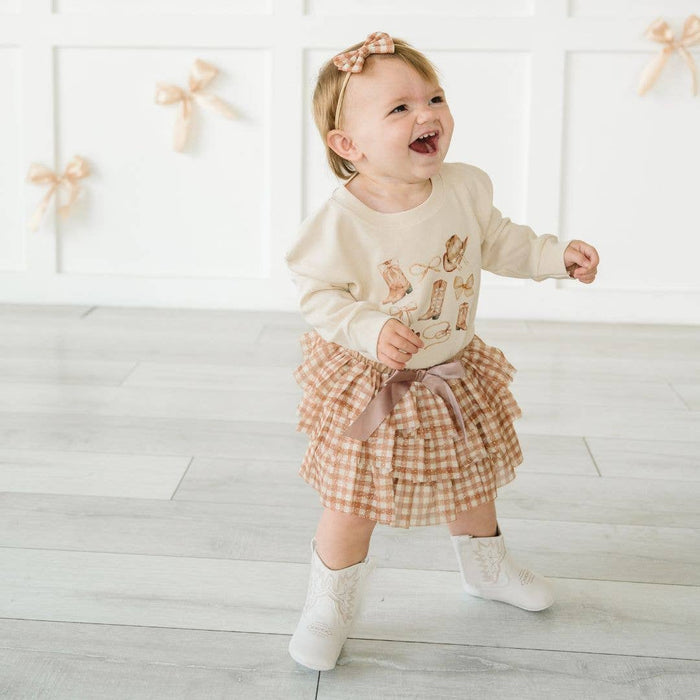 Gingham Printed Tulle Bow Baby Headband - Hair Bows - Fall